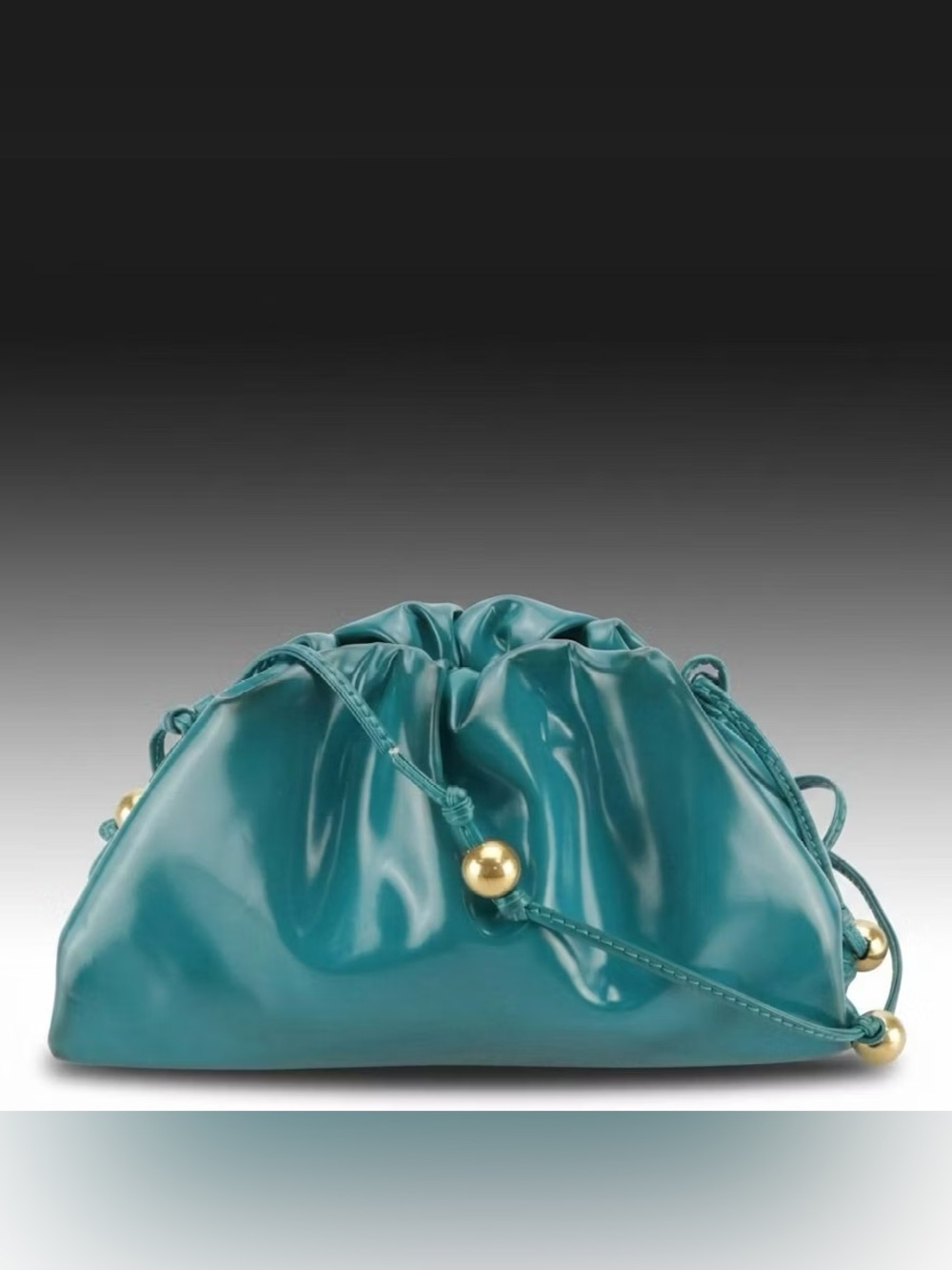 Bottega Veneta Beaded Strap Mini
Pouch Crossbody Bag in Shiny
Turquoise Leather